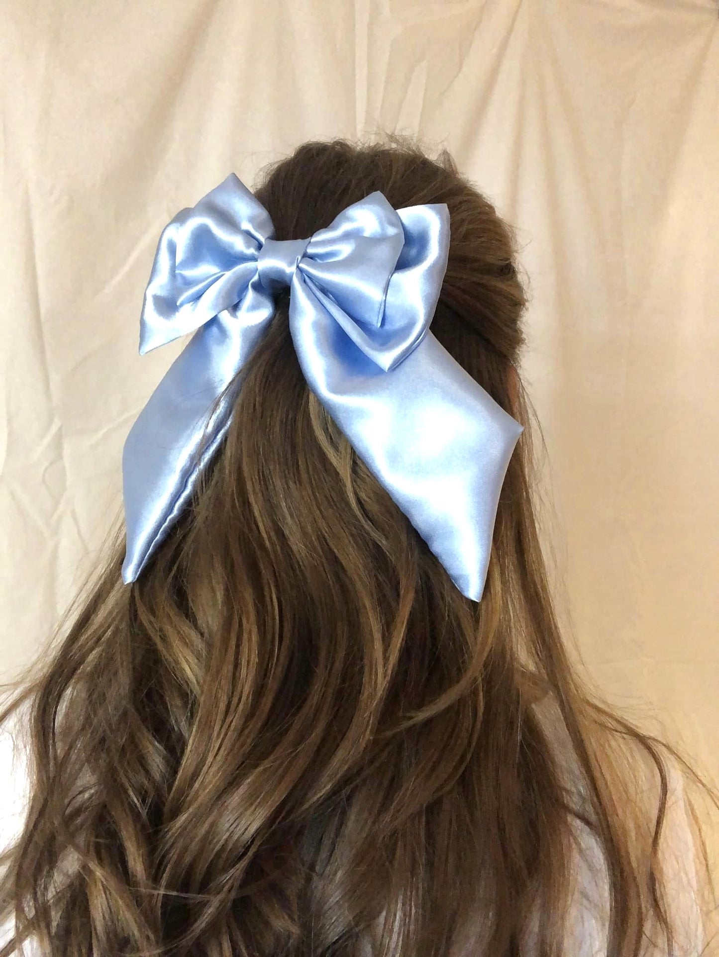 Blue Oversize Satin Bow