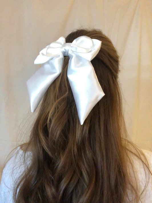 White Oversize Hair Bow