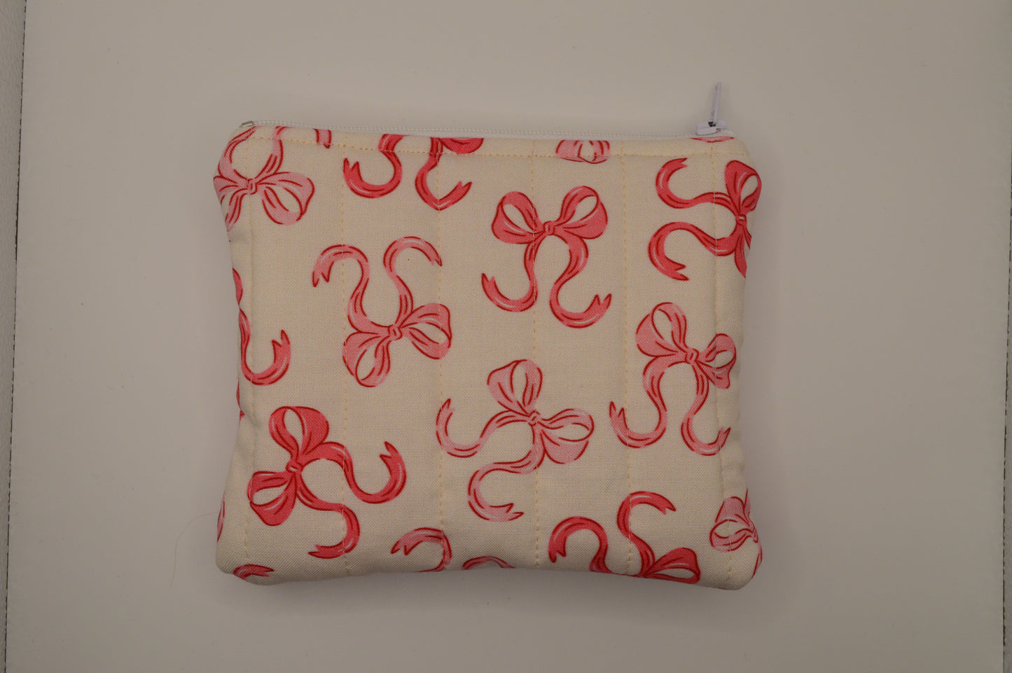 Pink Bow Mini Puff Pouch- Small