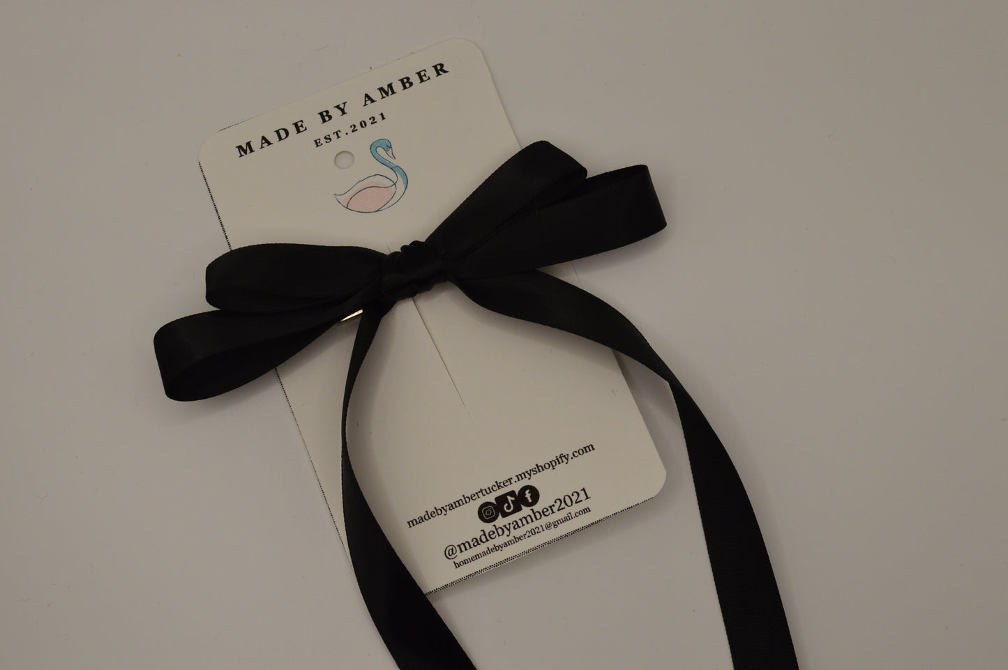 Black Double Ribbon Hair Bow