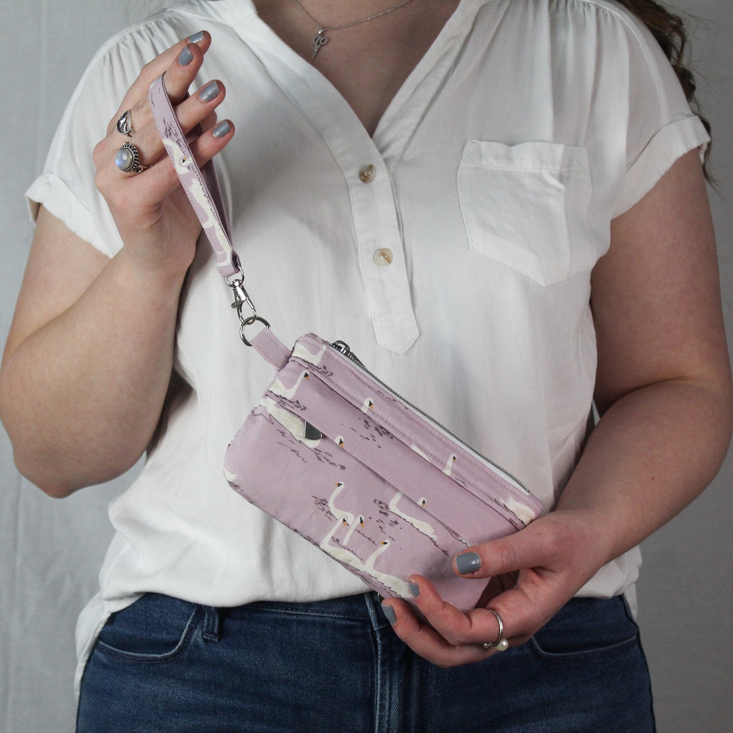 Purple Swan Clutch Wallet