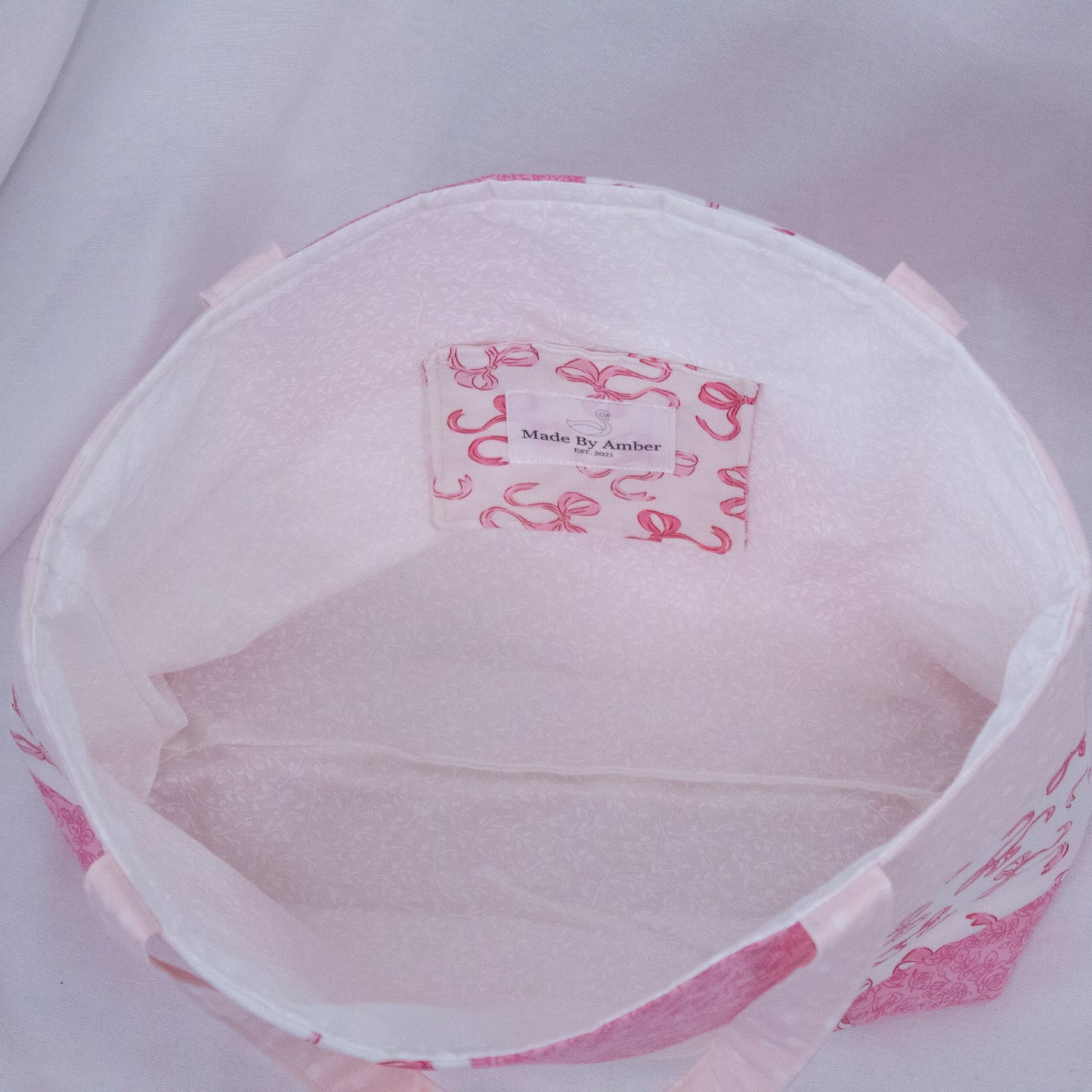 Quilted Market Tote Bag- Pink Bows