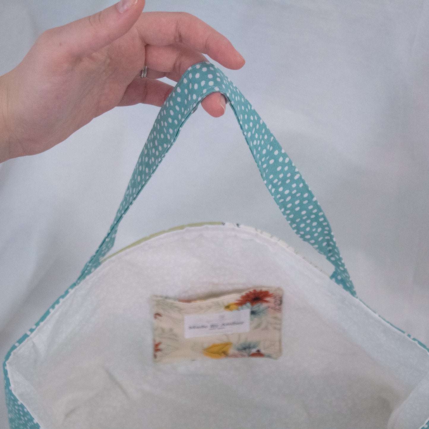 Quilted Market Tote Bag- Teal Floral