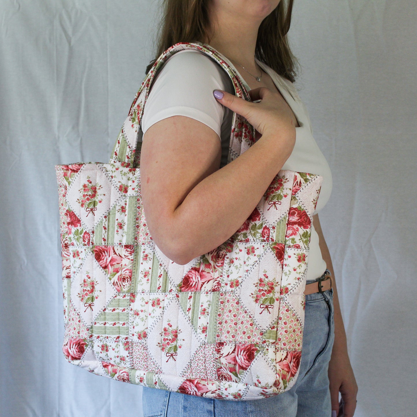 Everyday Tote Bag- Quilted Rose