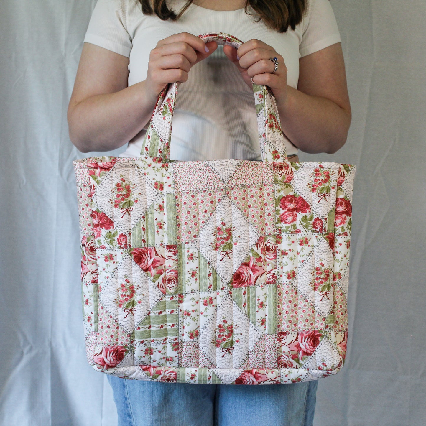Everyday Tote Bag- Quilted Rose