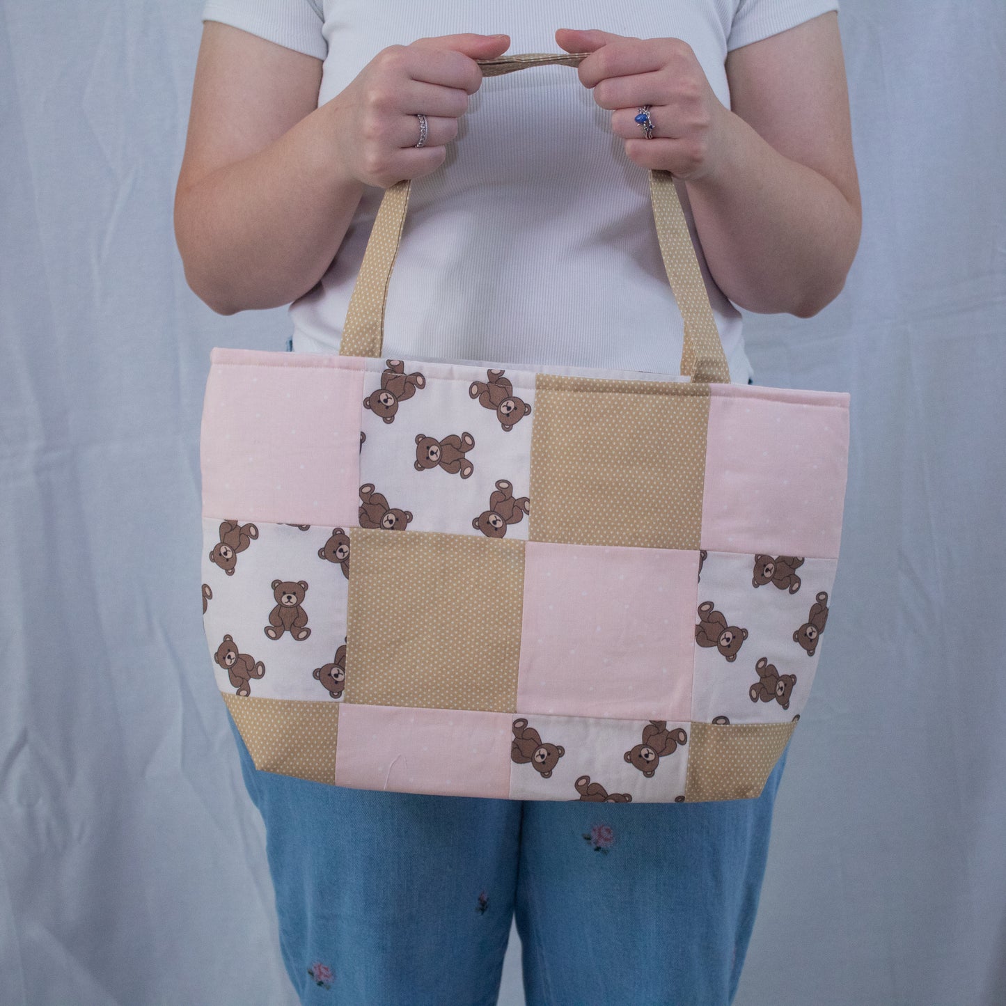 Quilted Market Tote Bag-Teddy
