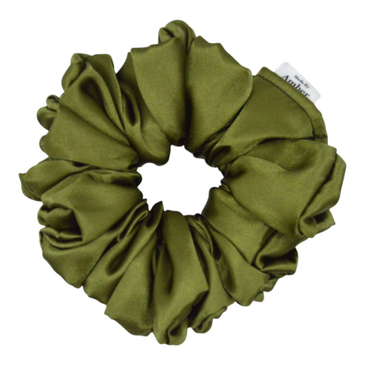 Olive Satin Scrunchie