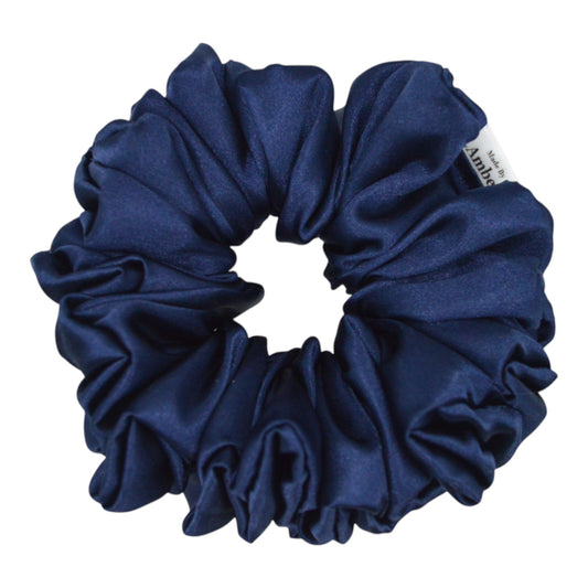 Navy Satin Scrunchie