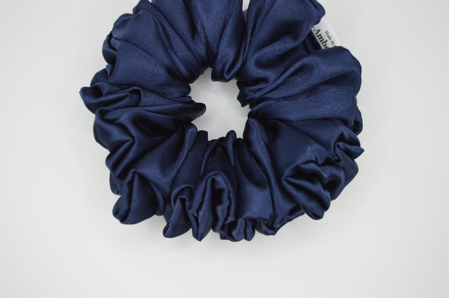 Navy Satin Scrunchie