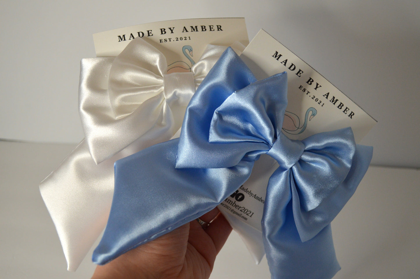 Blue Oversize Satin Bow