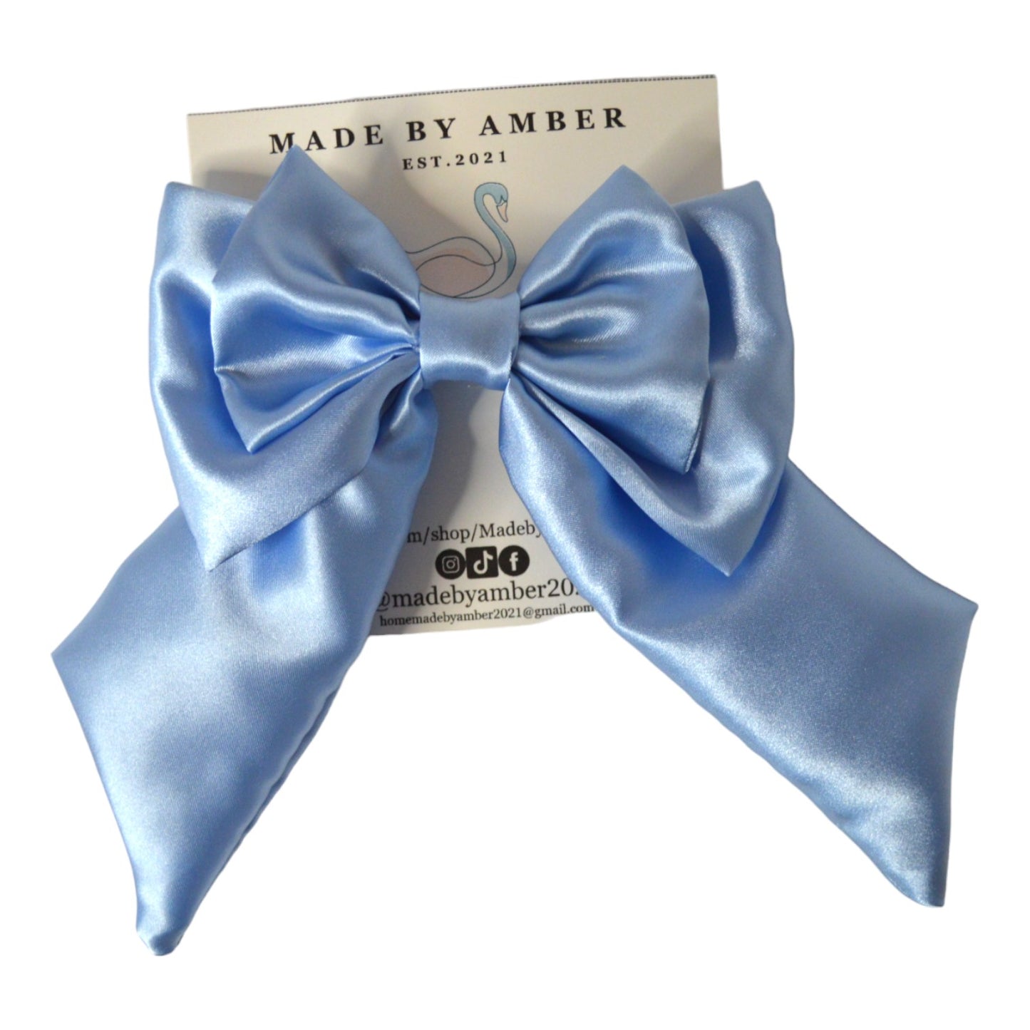 Blue Oversize Satin Bow