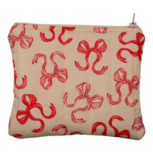 Pink Bow Mini Puff Pouch- Small