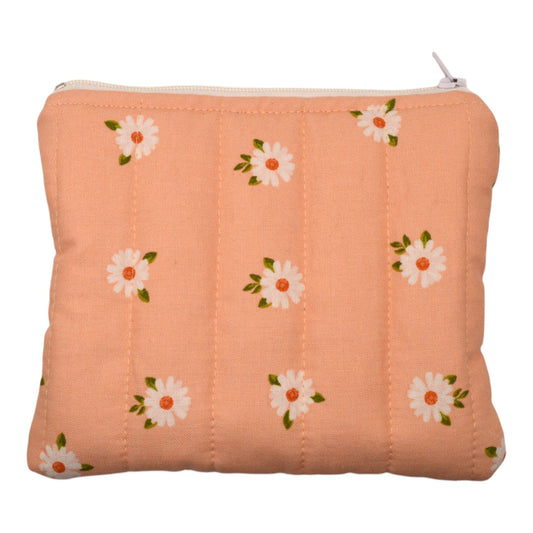 Pink Daisy Mini Puff Pouch- Small