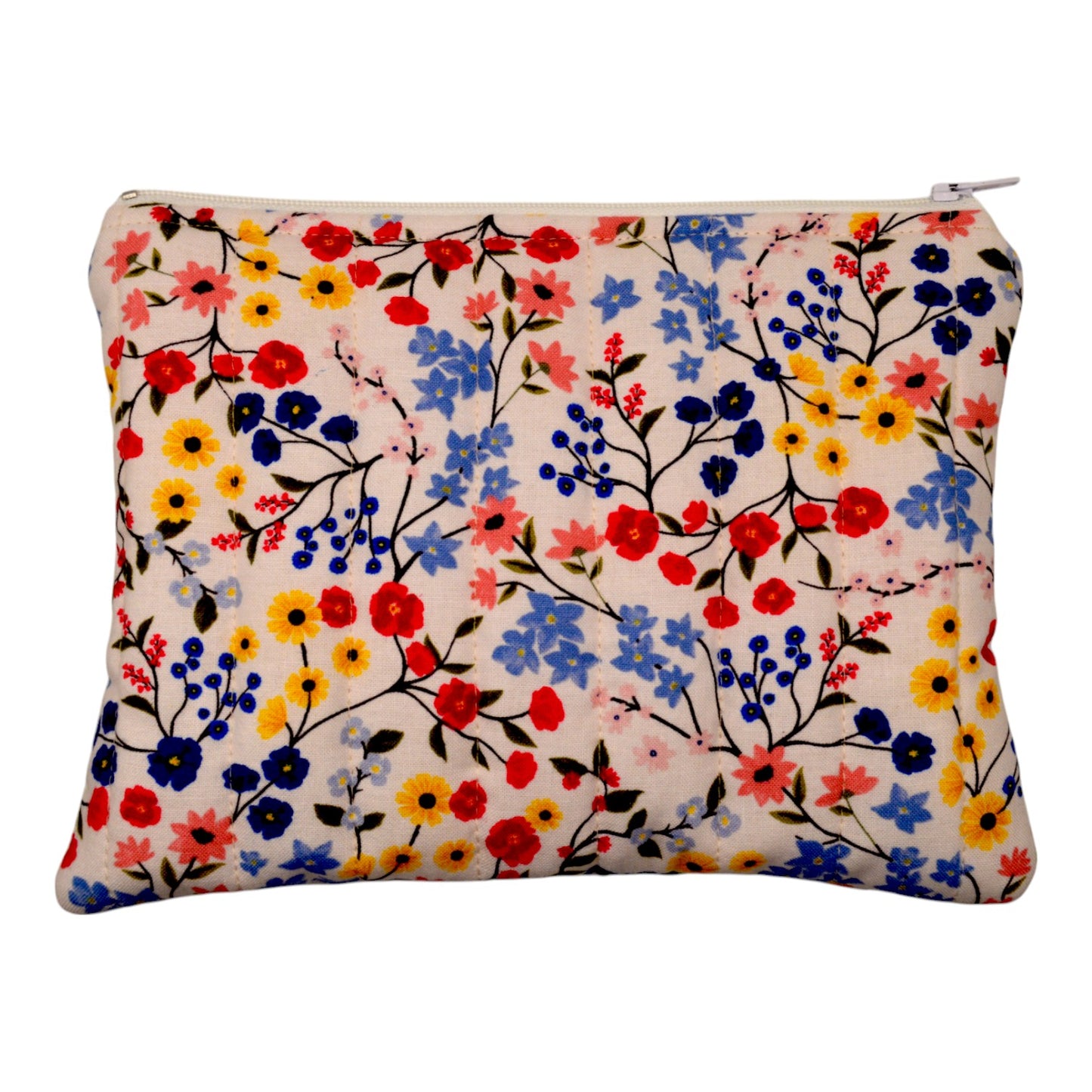 Red Floral Mini Puff Pouch- Large
