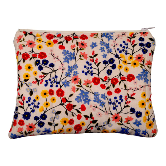 Red Floral Mini Puff Pouch- Large