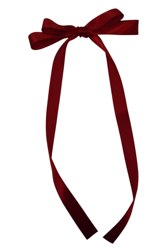 Deep Red Double Ribbon Hair Bow