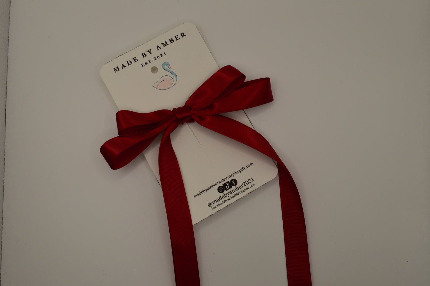 Deep Red Double Ribbon Hair Bow
