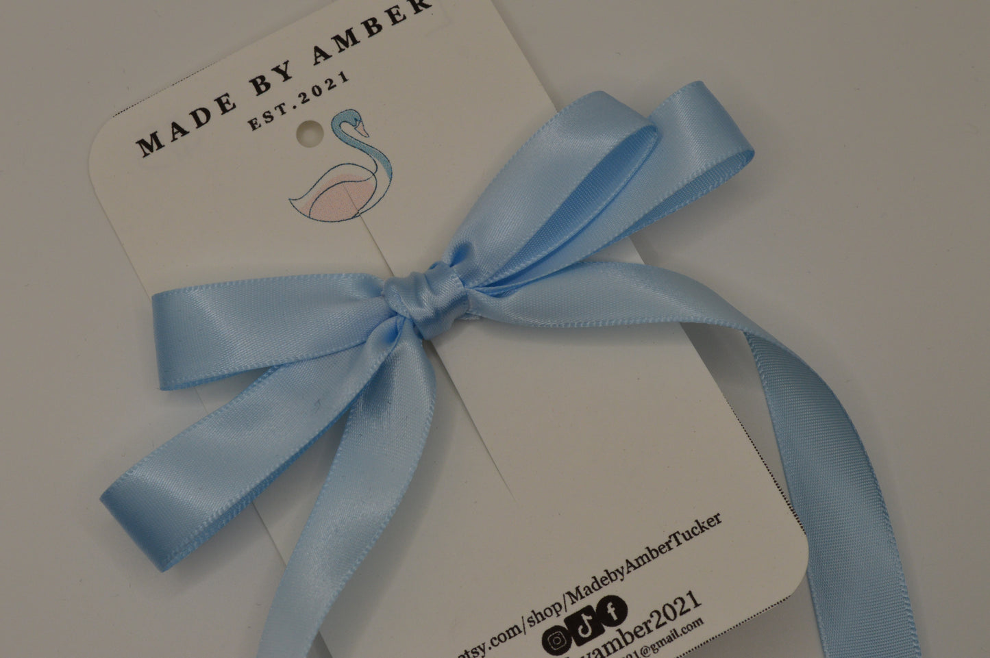 Baby Blue Double Ribbon Satin Hair Bow