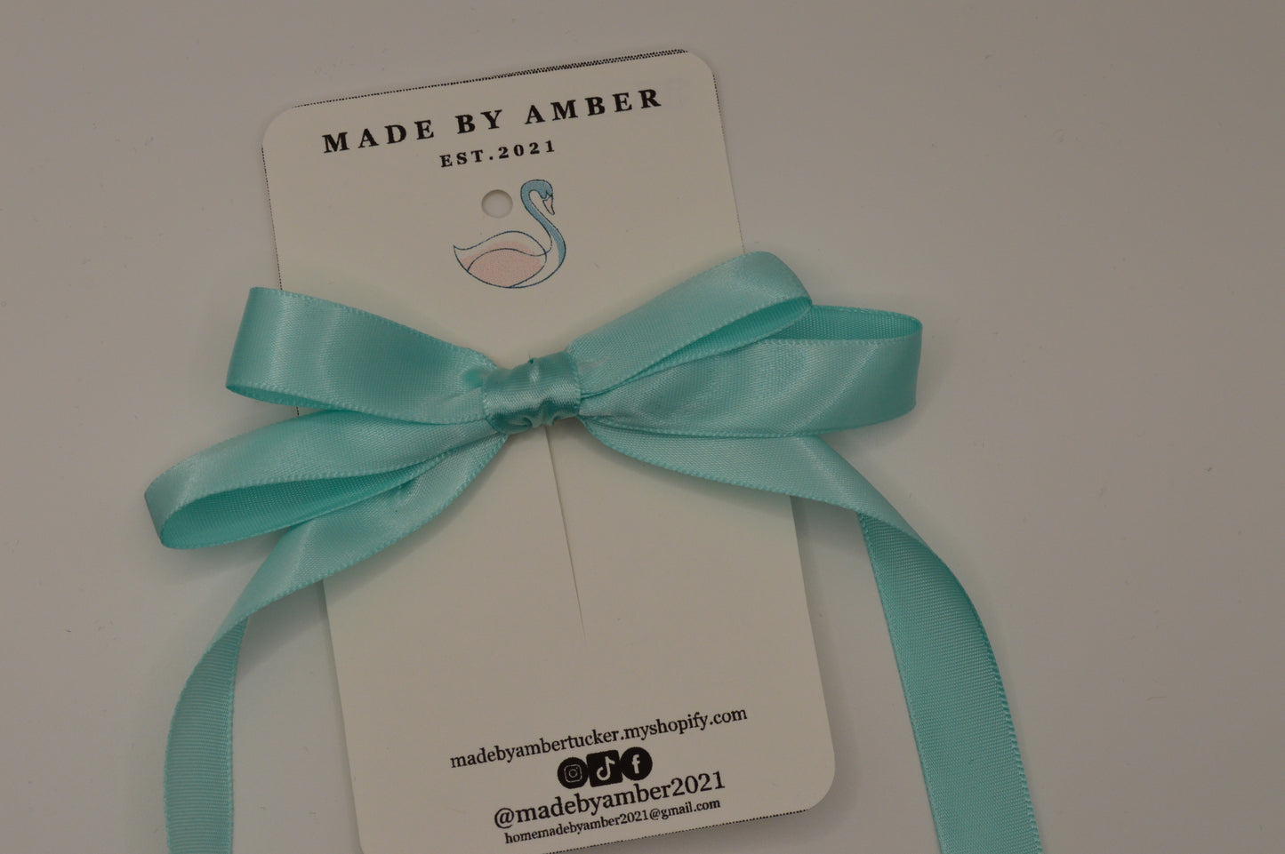 Teal Double Ribbon Hair Bow