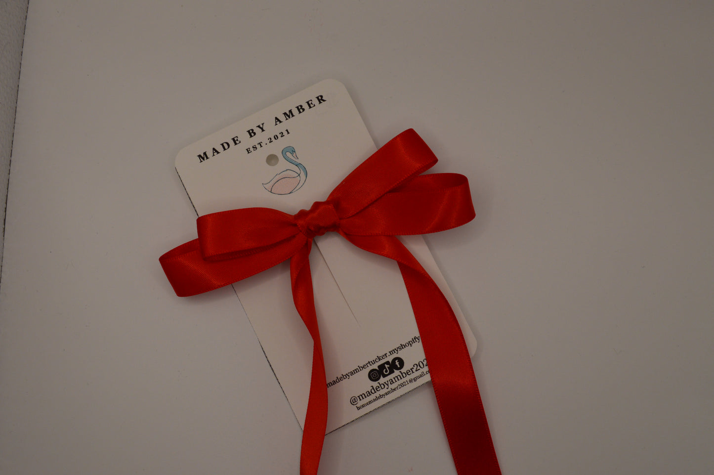 Red Double Ribbon Hair Bow
