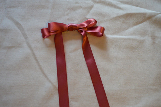 Mauve Pink Double Ribbon Hair Bow