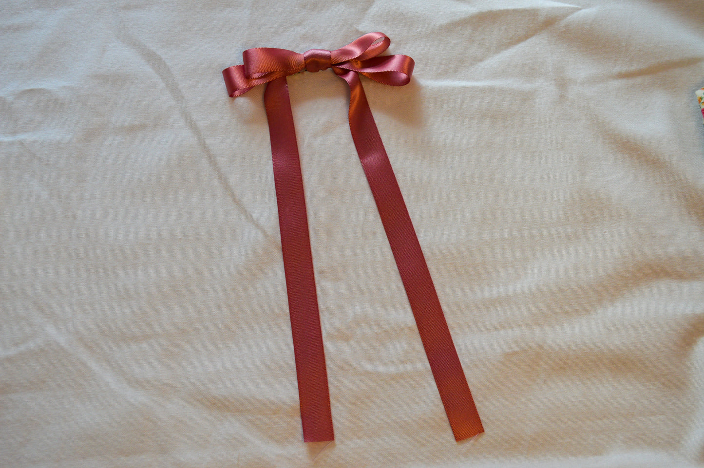 Mauve Pink Double Ribbon Hair Bow