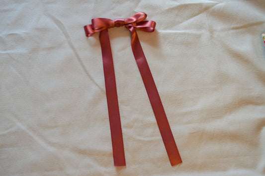 Mauve Pink Double Ribbon Hair Bow