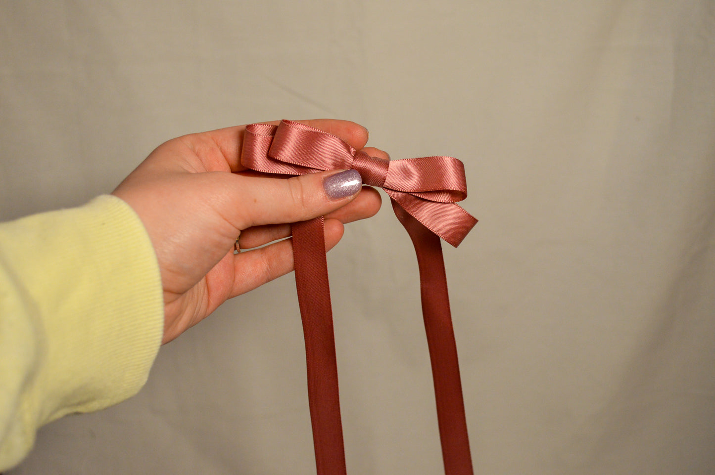 Mauve Pink Double Ribbon Hair Bow