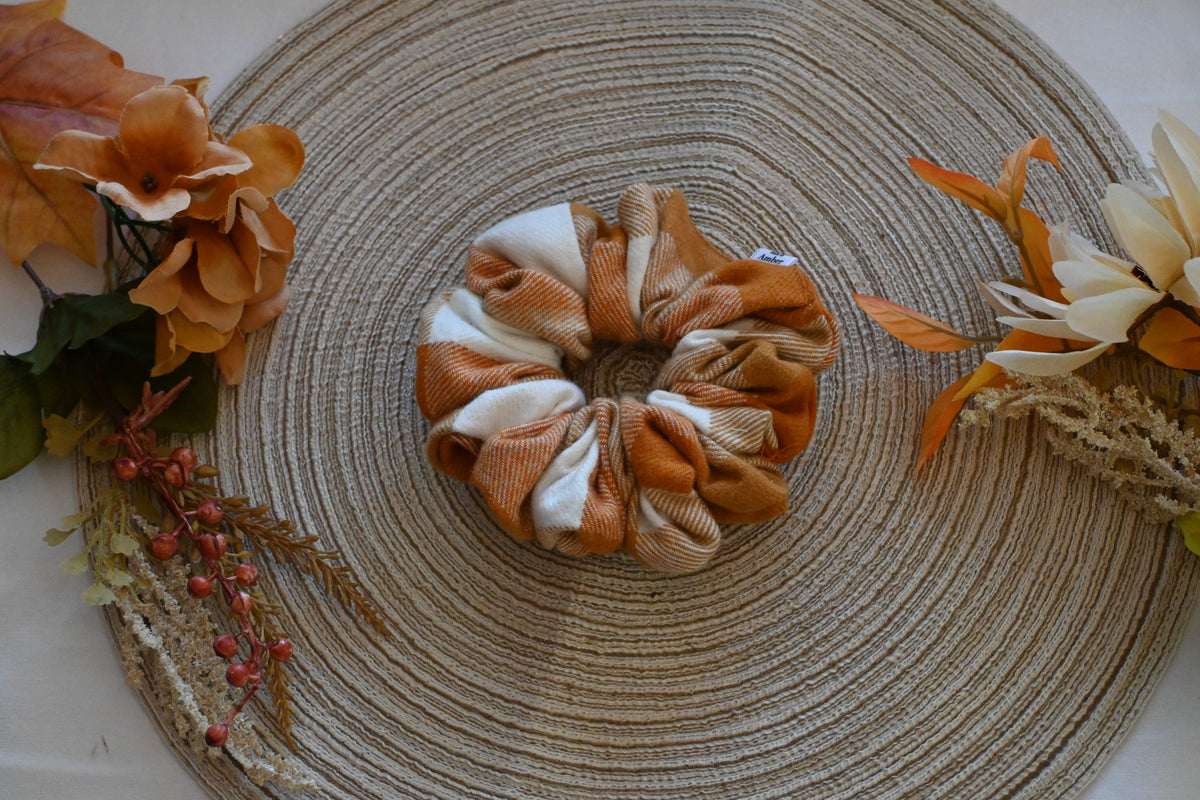 Orange Checker Scrunchie