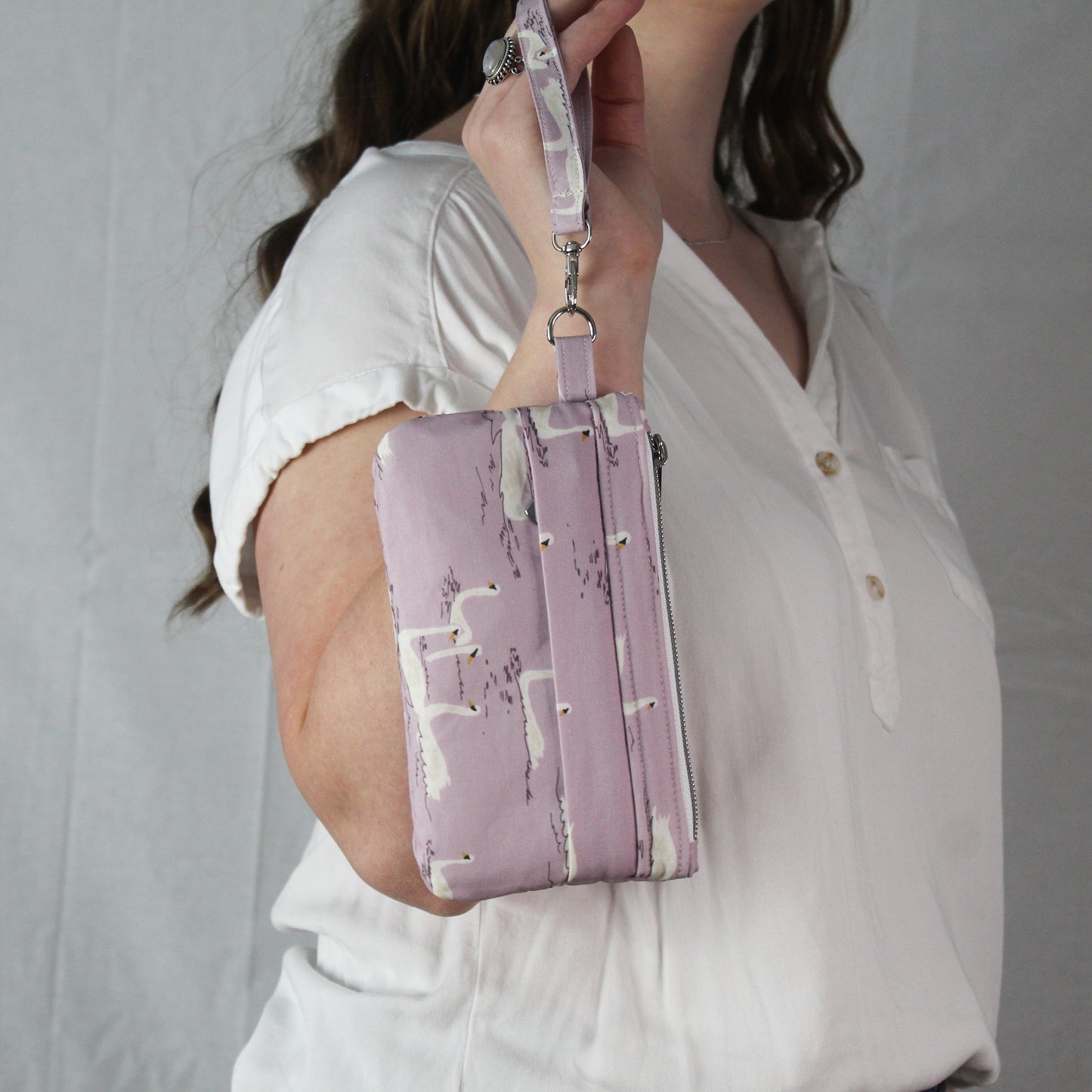 Purple Swan Clutch Wallet
