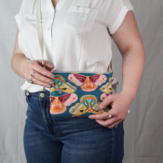 Teal Moth Crossbody Bag