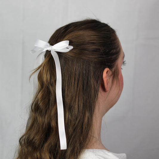 Pure White Double Ribbon Hair Bow