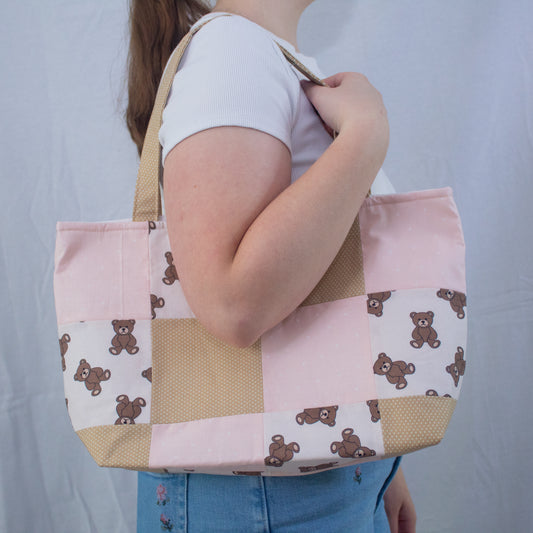 Quilted Market Tote Bag-Teddy